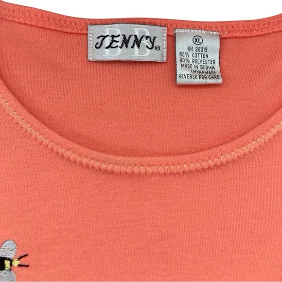 Embroidered Sunflower & Bee Tee Peachy Orange | XL | Vintage Y2K | ZENA - Picture 5 of 6